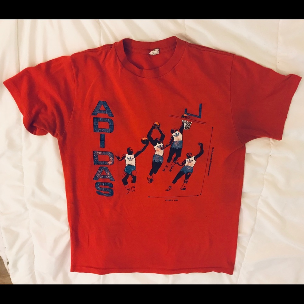 Rare Vintage Adidas T-Shirt Red Unisex 80s